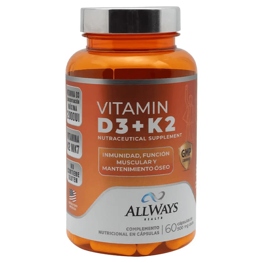 Allways Health D3 + K2 500mg 60 Cápsulas