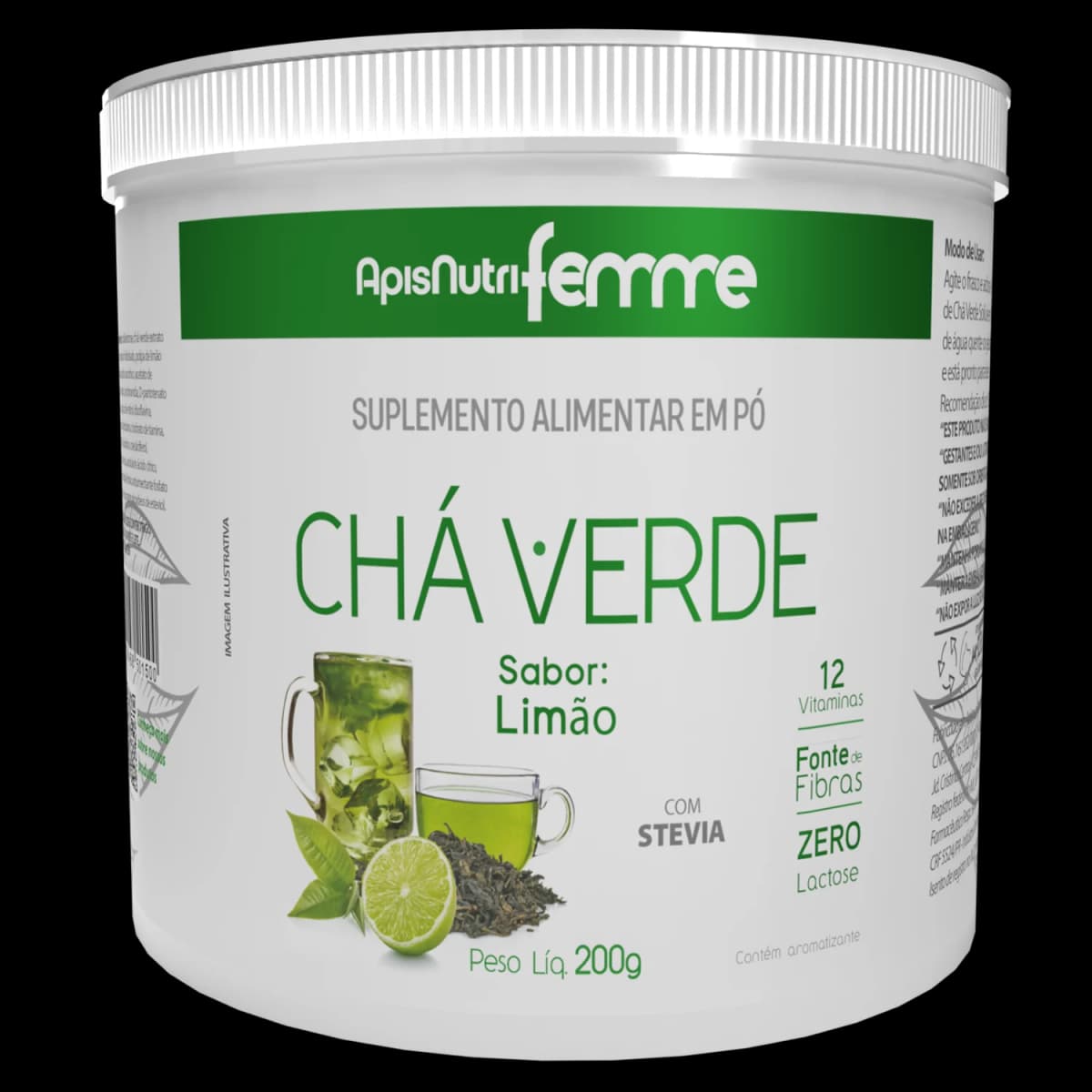 ApisNutri Chá Verde Solúvel Sabor Limão 200g
