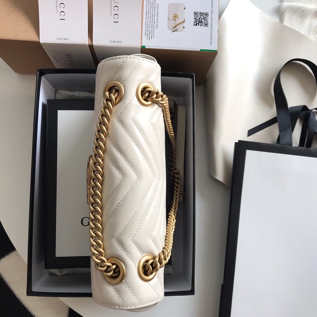 Gucci GG Marmont Small Matelassê Bag White