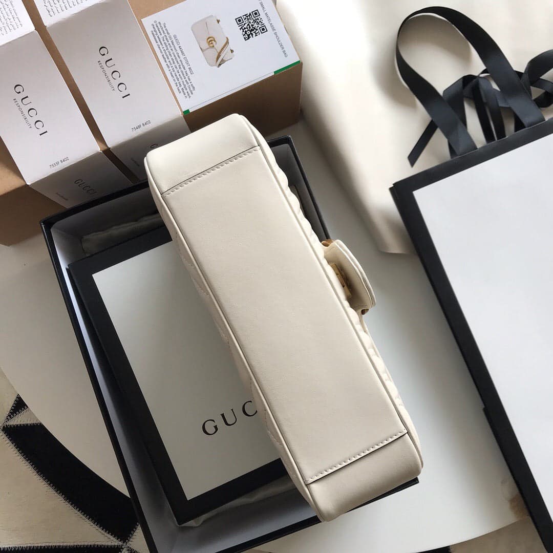 Gucci GG Marmont Small Matelassê Bag White