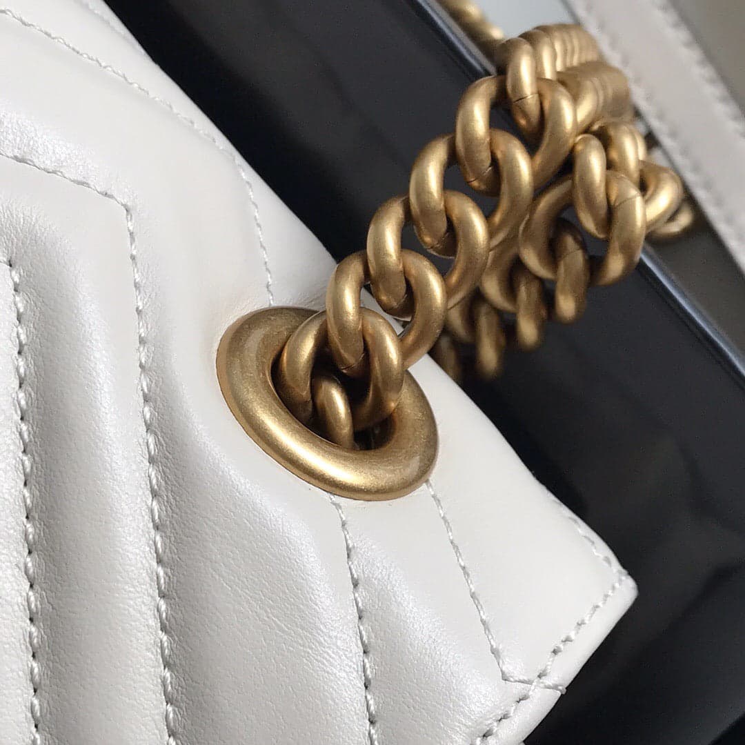 Gucci GG Marmont Small Matelassê Bag White