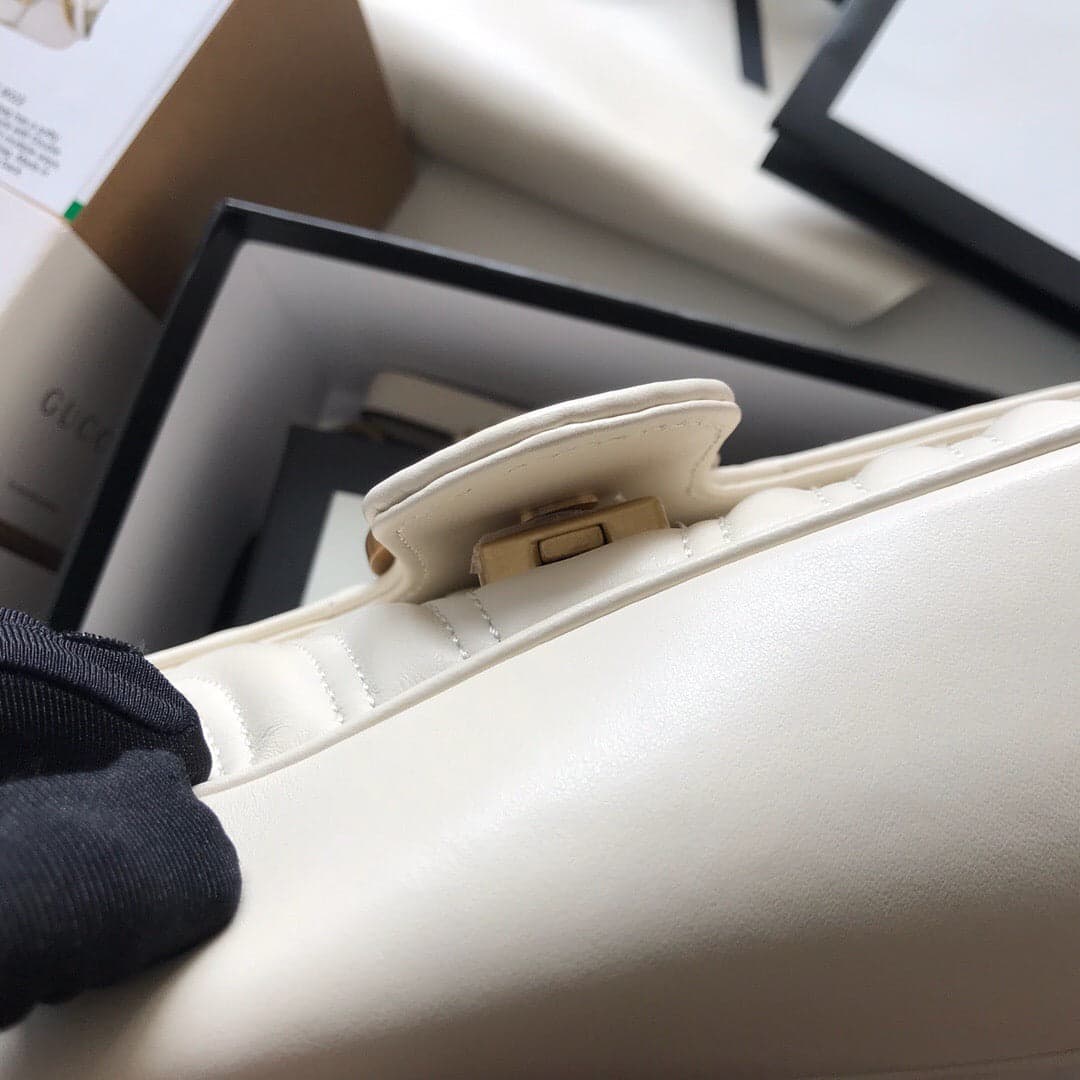 Gucci GG Marmont Small Matelassê Bag White