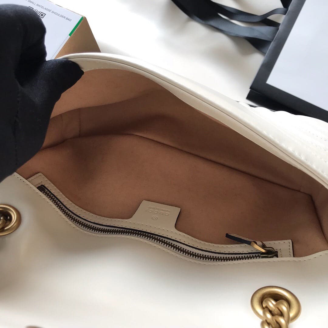 Gucci GG Marmont Small Matelassê Bag White