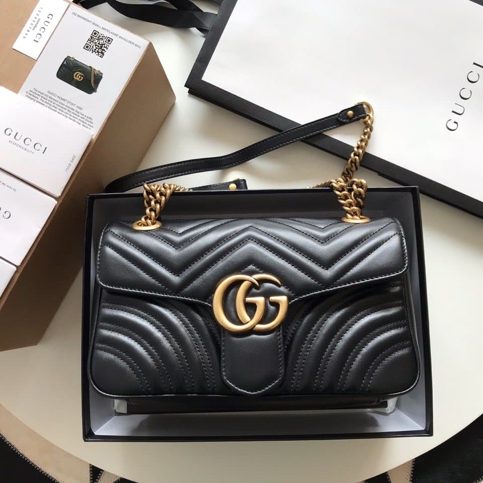 Gucci GG Marmont Small Matelassê Bag Black
