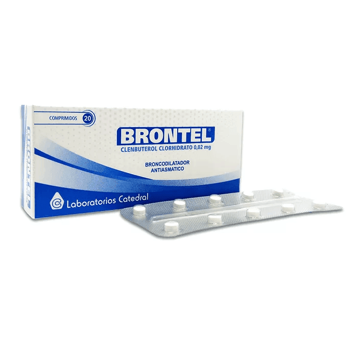 Brontel Clenbuterol Clorhidrato Broncodilatador Antiasmático 0,02mg 20 Comprimidos