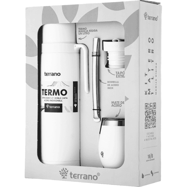 Kit chimarrão terrano 1l c/manija rigida blanco c/manija rigida