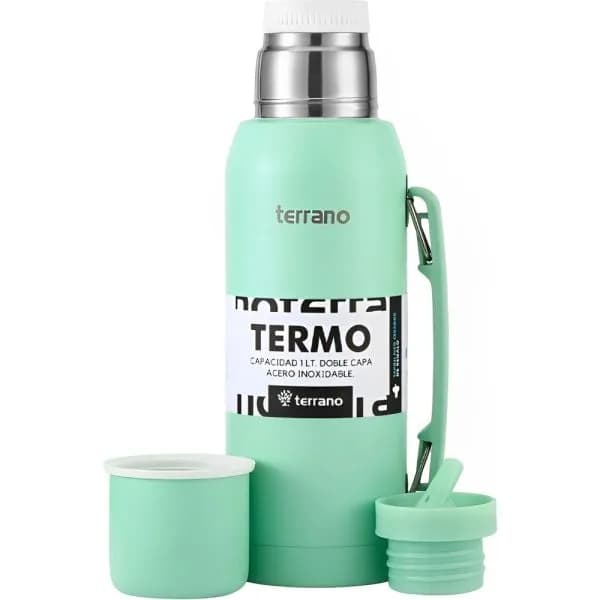 Garrafa térmica terrano 1l manija movil + bota protectora verde agua