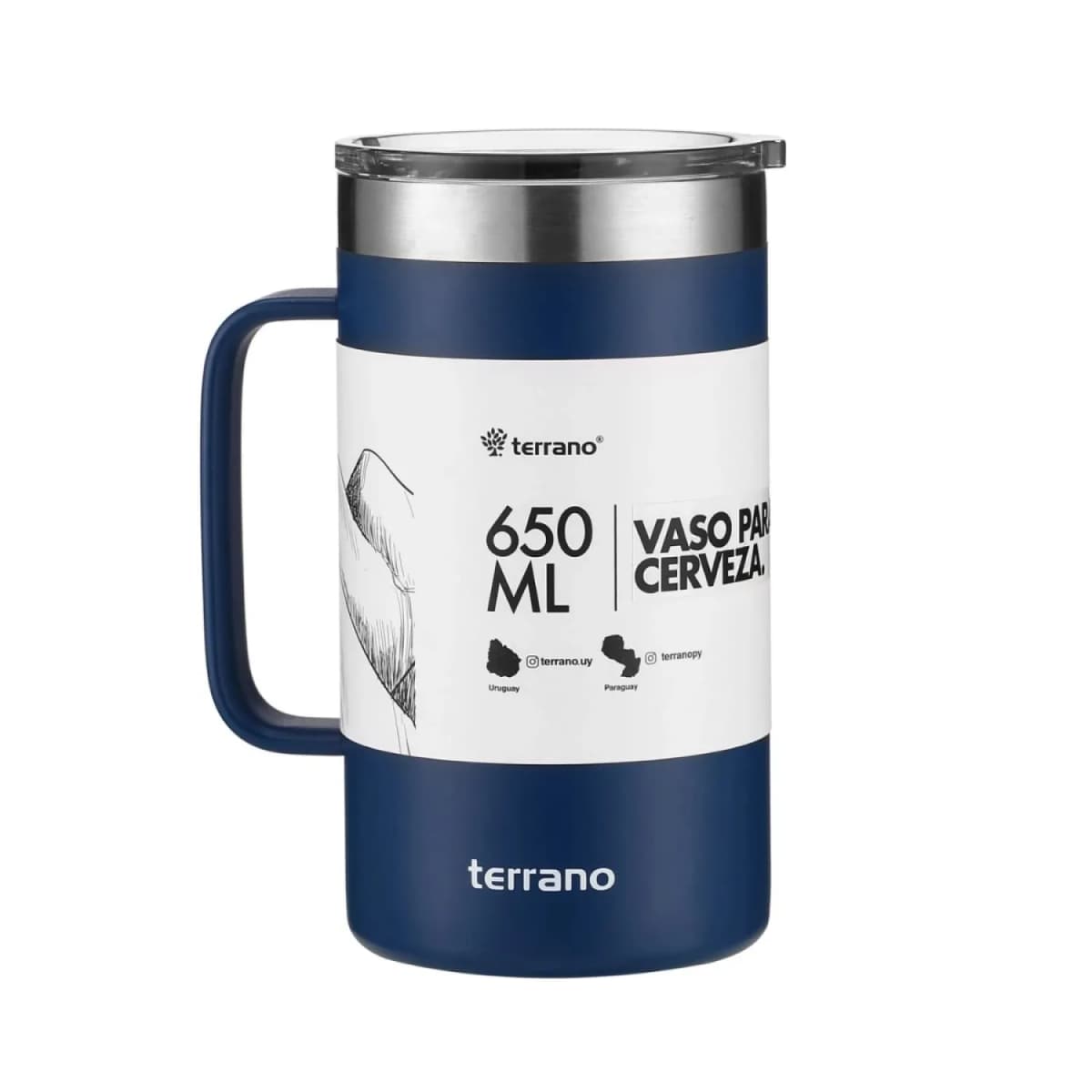 Copo chopp terrano c/tapa 650ml azul