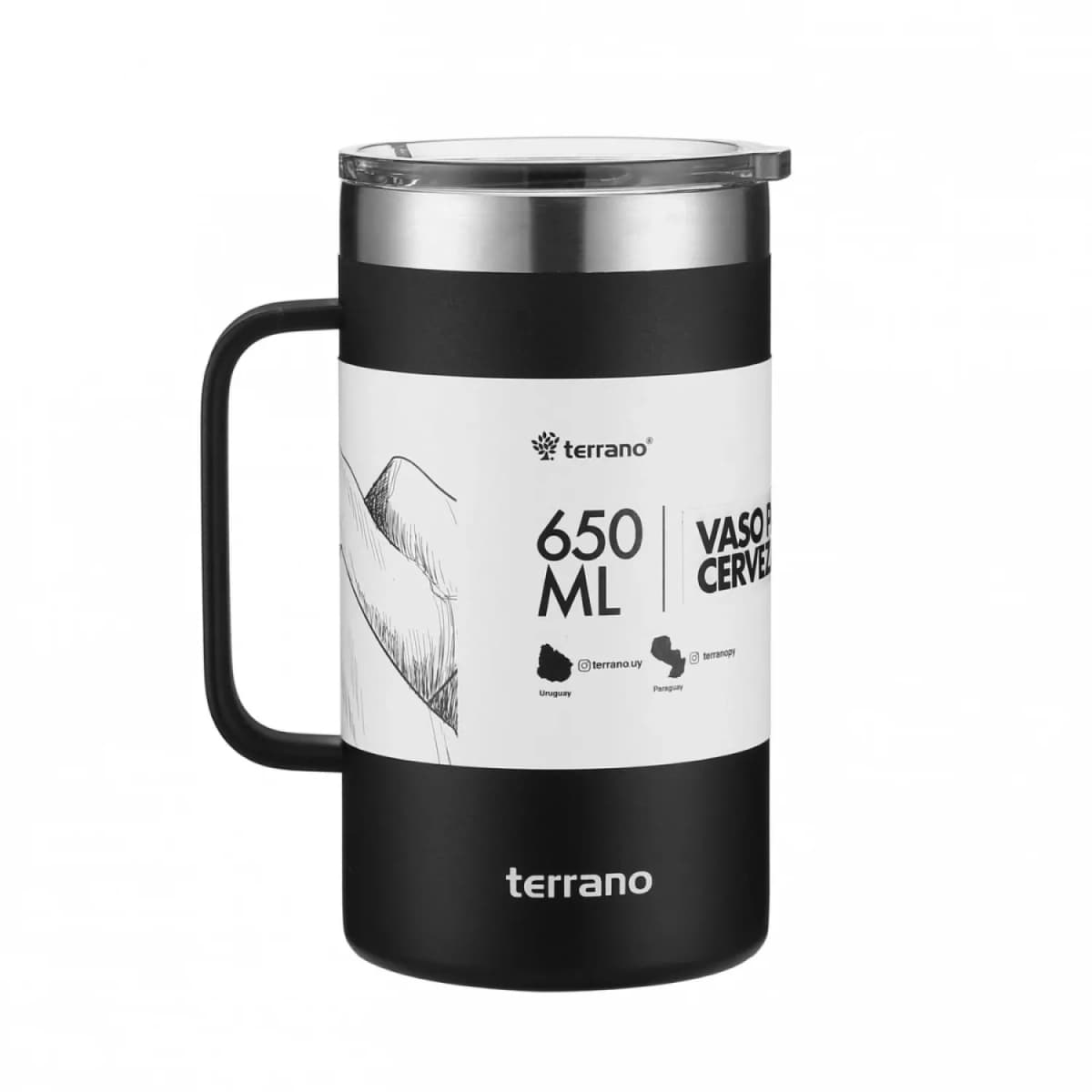 Copo chopp terrano c/tapa 650ml negro