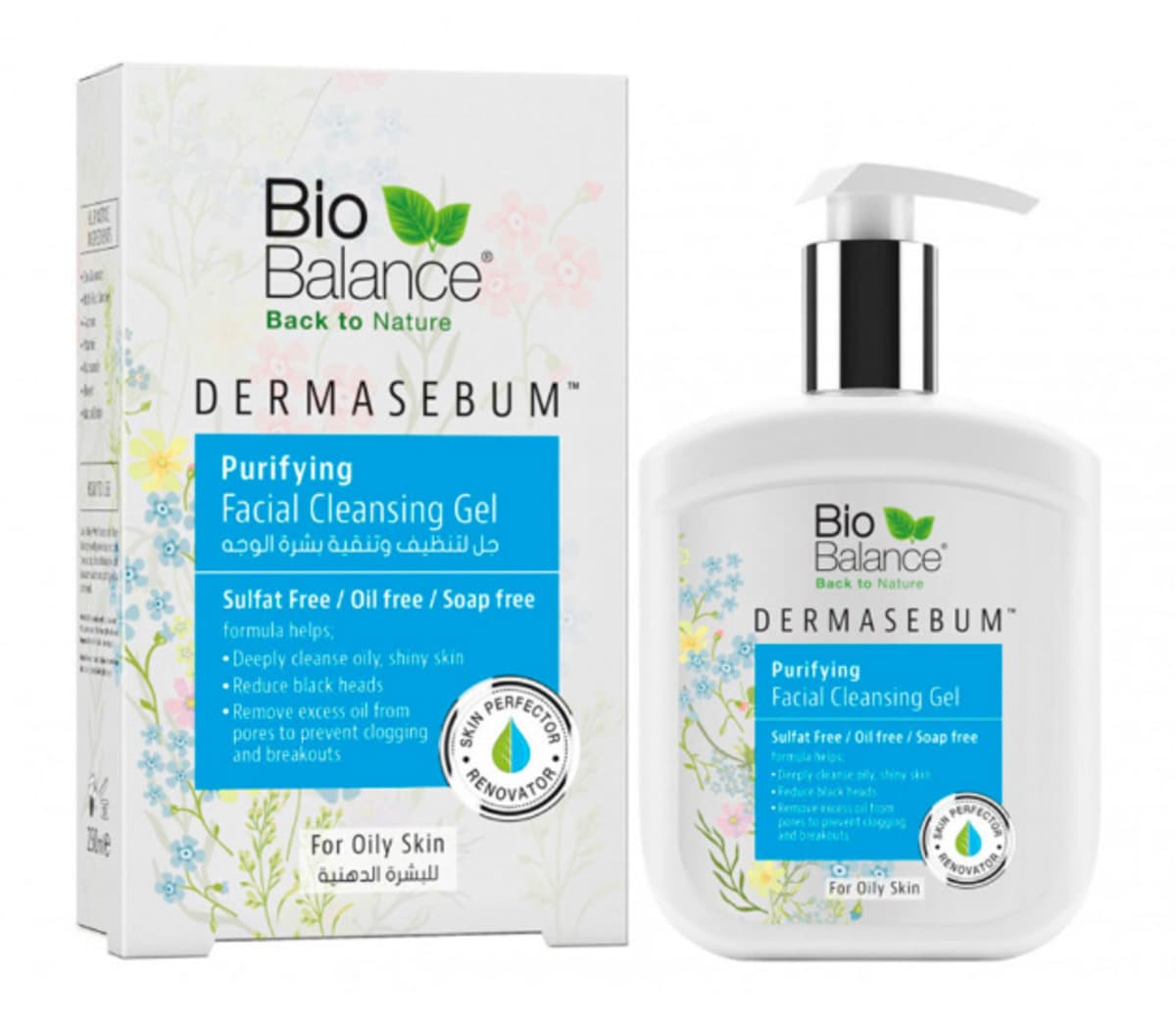 Gel de limpeza biobalance dermasebum facial 250ml