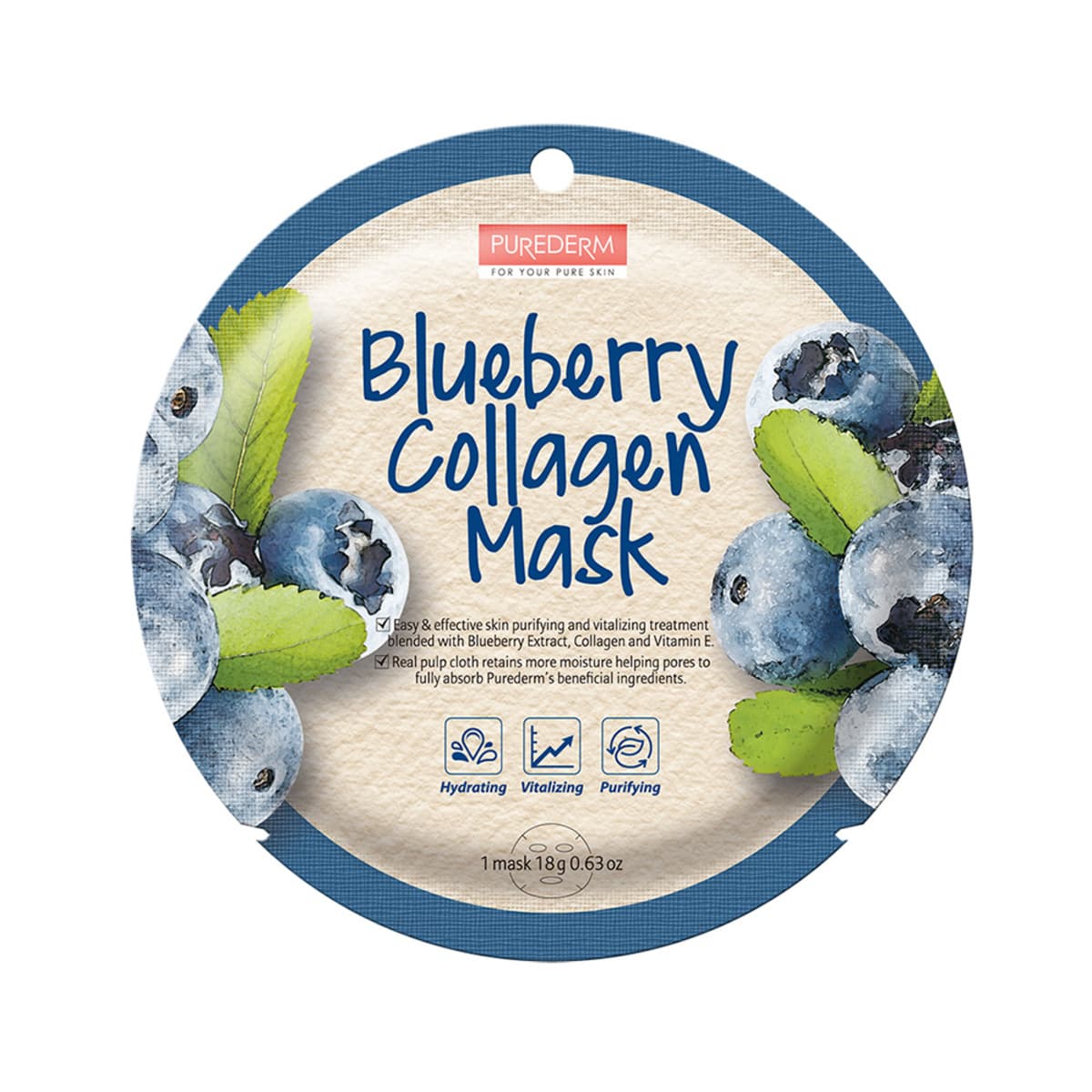 Máscara purederm blueberry collagen ads803