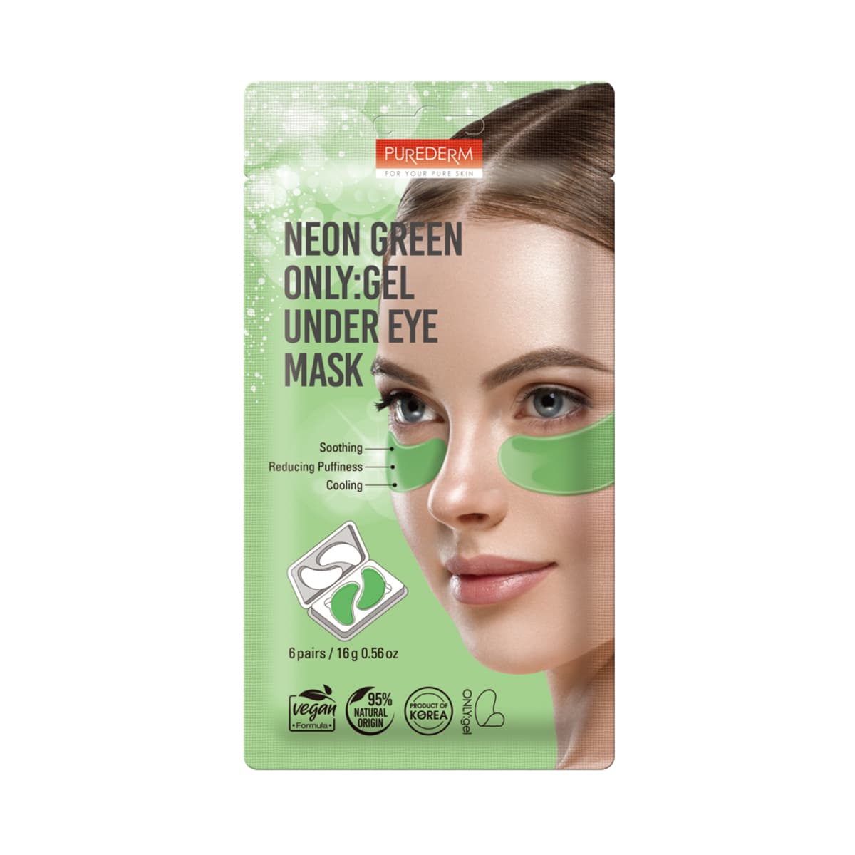 Máscara para olhos purederm neon green only gel under