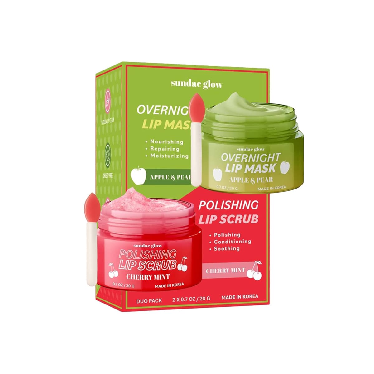 Esfoliante labial sundae glow duo set & mask -applr pear/cherry mint