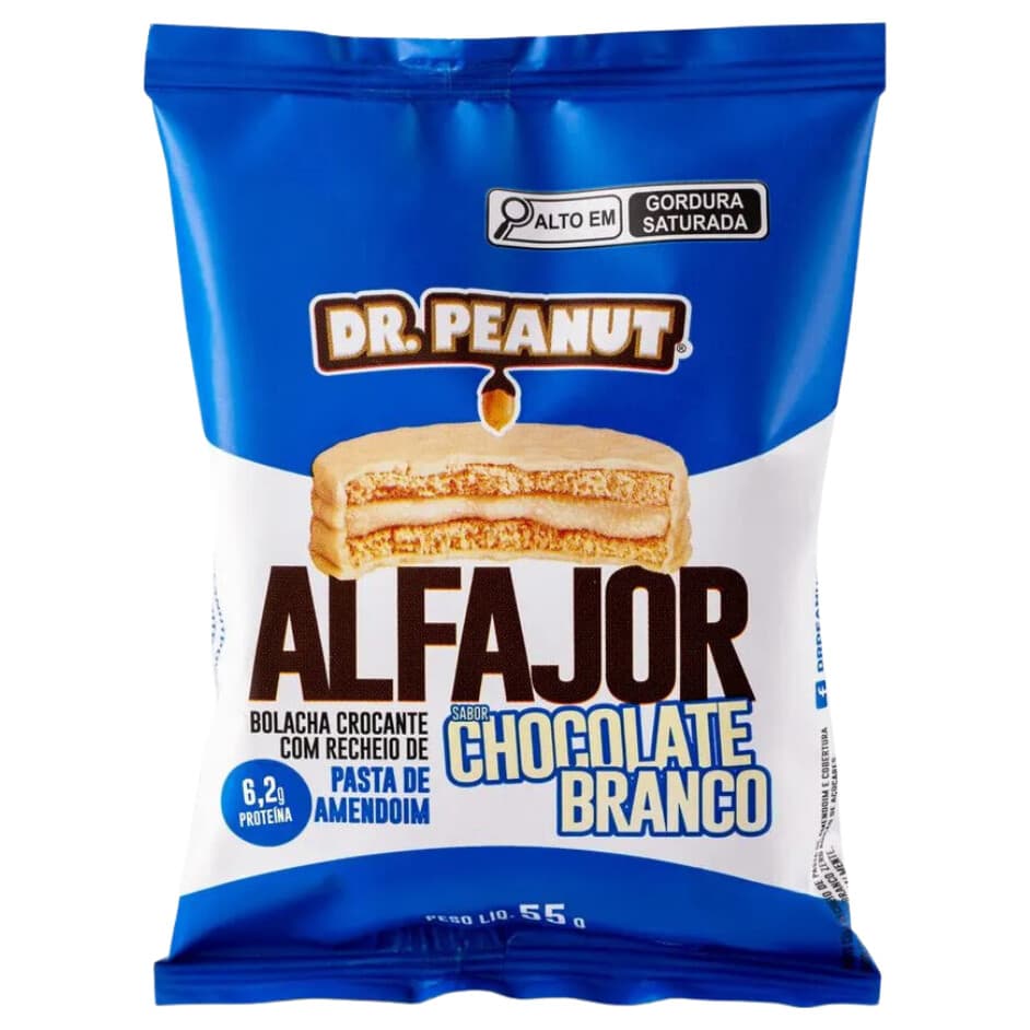 Dr Peanut Alfajor sabor Chocolate Branco 55g