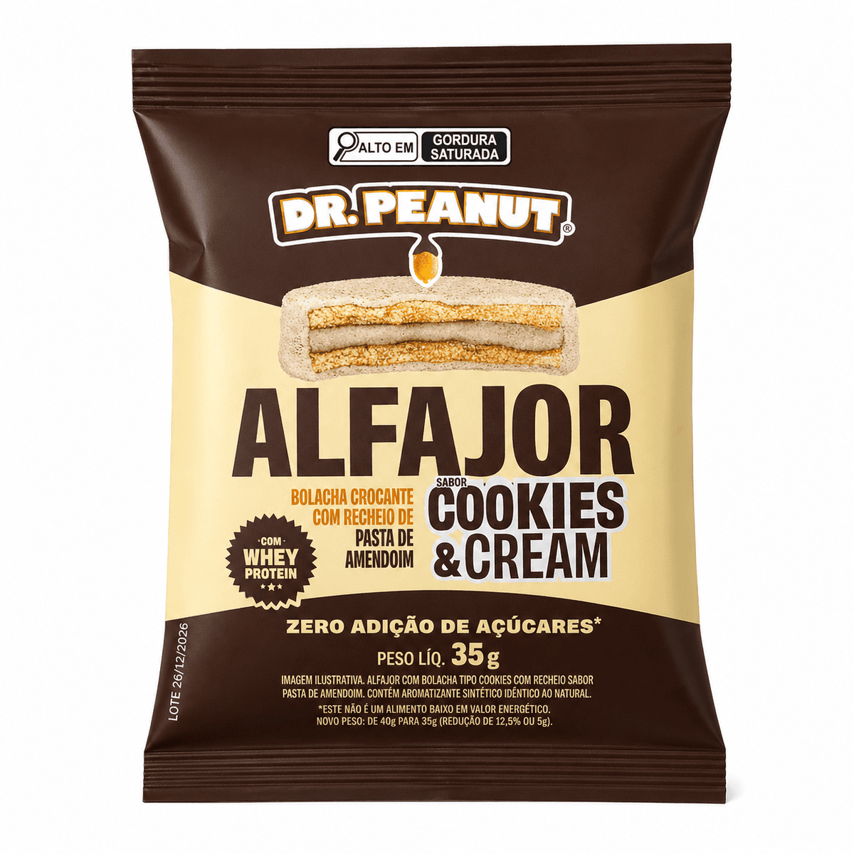 Dr Peanut Alfajor sabor Cookie Cream 35g