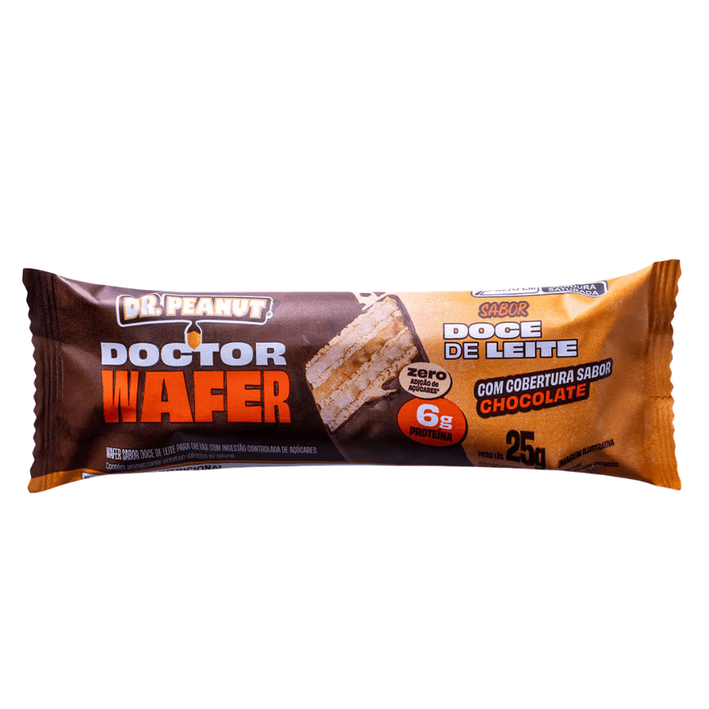 Dr Peanut Wafer sabor Cookies Cream com Cobertura de Chocolate 25g