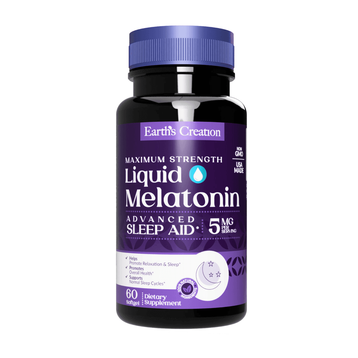 Earth’s Creation Melatonina Liquid 5mg 60 Cápsulas