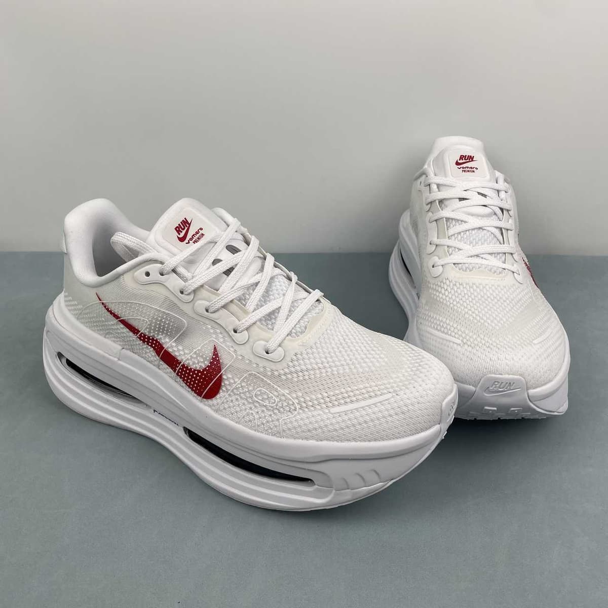 Nike Vomero Premium White Bright Crimson.