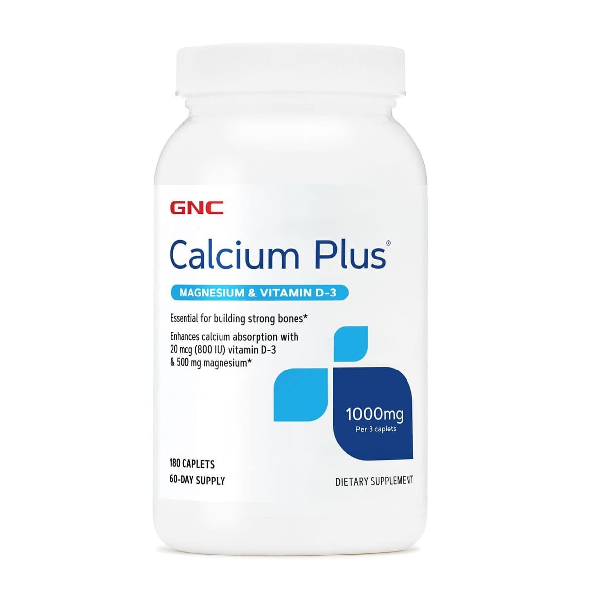 GNC Cálcio Plus Magnésio e Vitamina D-3 1000 mg | 180 cápsulas