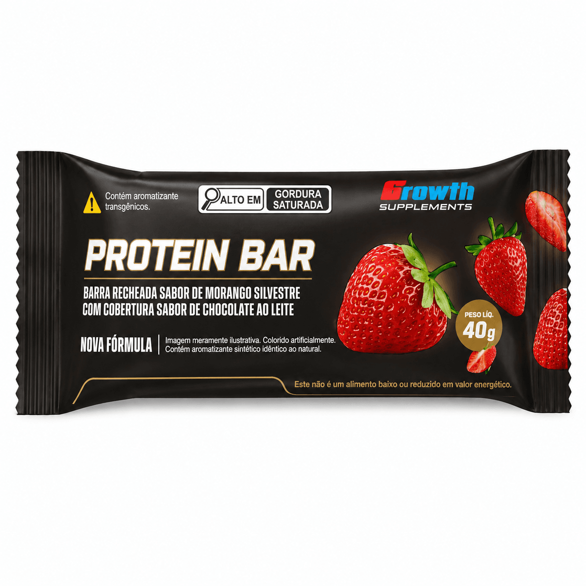 Growth protein bar sabor morango silvestre com cobertura de chocolate ao leite 40g