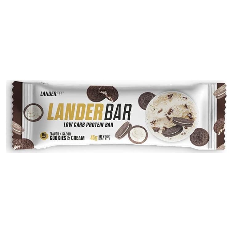 Landerfit Barra de Proteina Landerbar Low Carb Cookies e Cream 45GR
