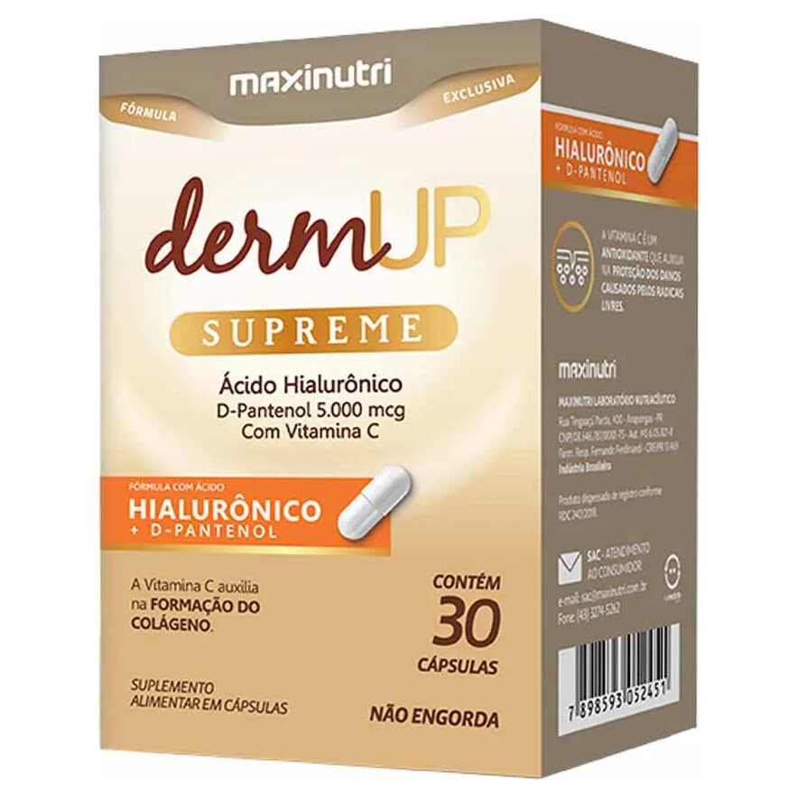 MaxiNutri DermUP Supreme Ácido Hialurônico 30 Cápsulas