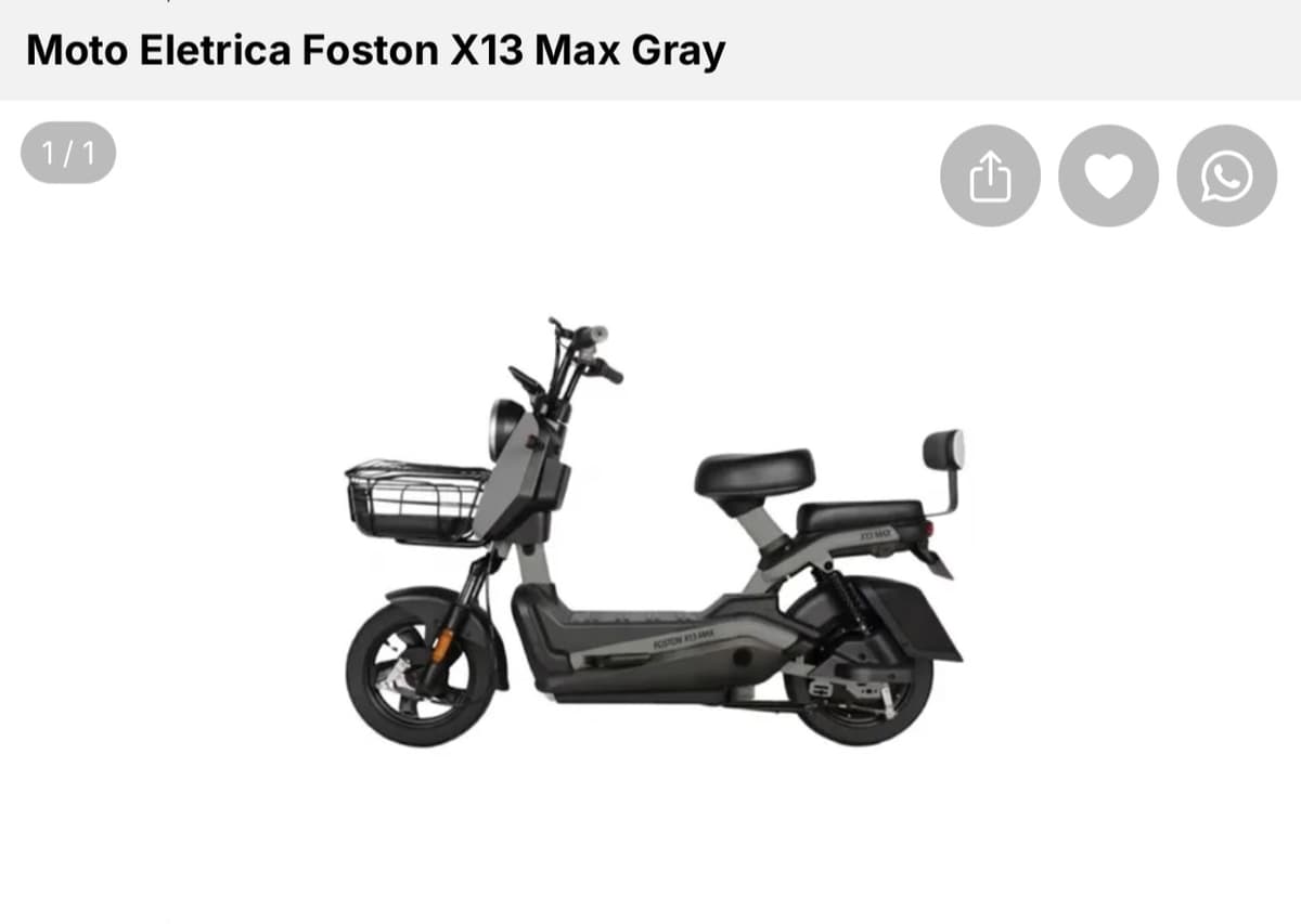 Moto Elétrica Foston X13 Max Gray