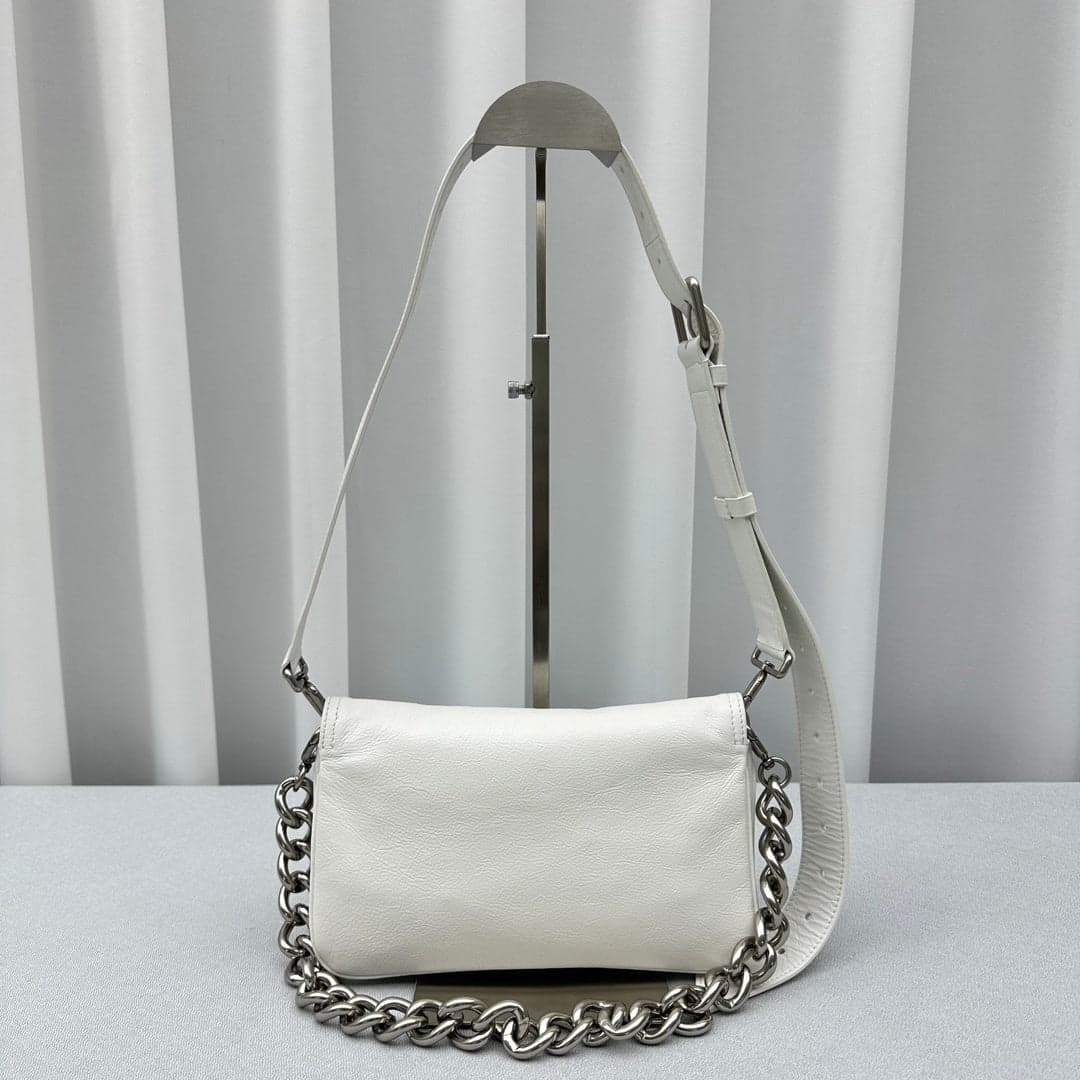 Balenciaga Small BB Soft Flap Shoulder White