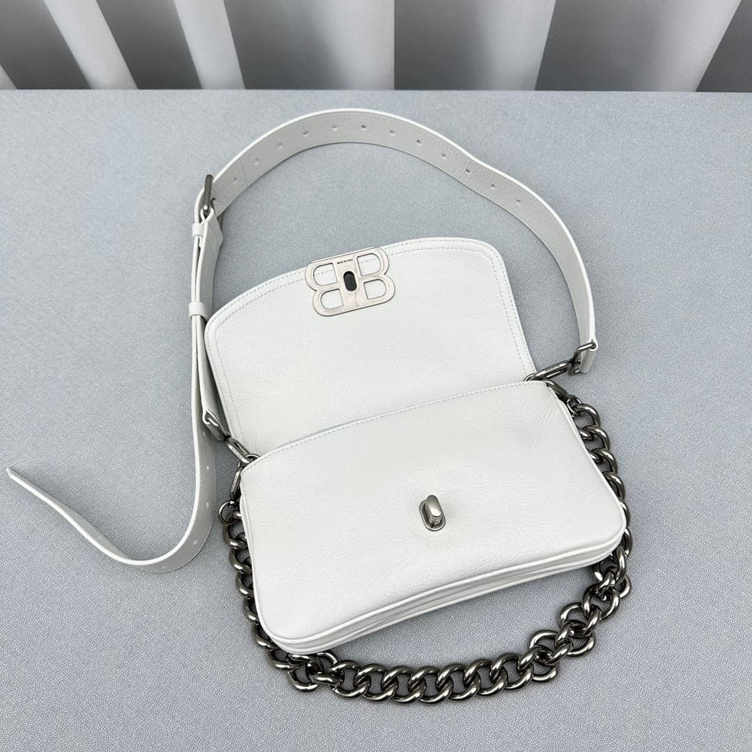 Balenciaga Small BB Soft Flap Shoulder White