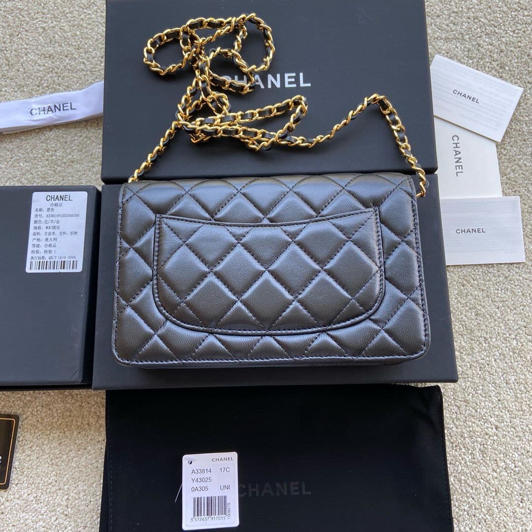Bolsa Chanel CC Woc Lambskin Black.