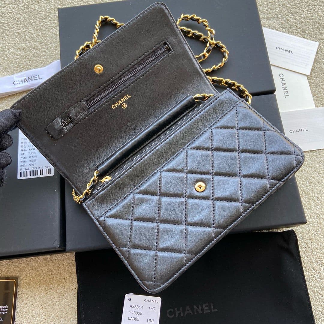 Bolsa Chanel CC Woc Lambskin Black.