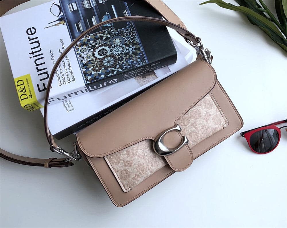 Bolsa Coach Tabby Shoulder Signature Canvas Sand Taupe