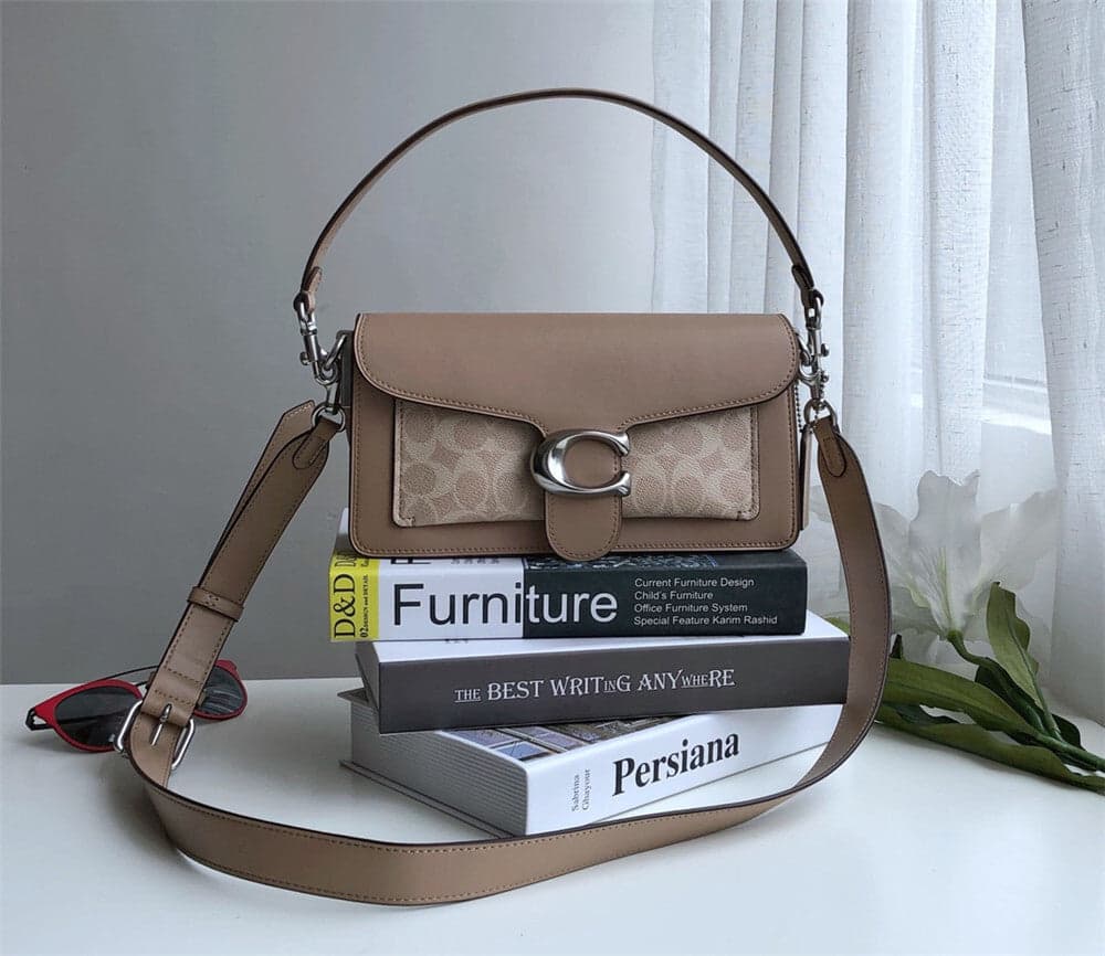 Bolsa Coach Tabby Shoulder Signature Canvas Sand Taupe