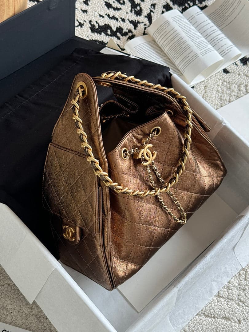 Bolsa Hobo Chanel 25 Bronze Small
