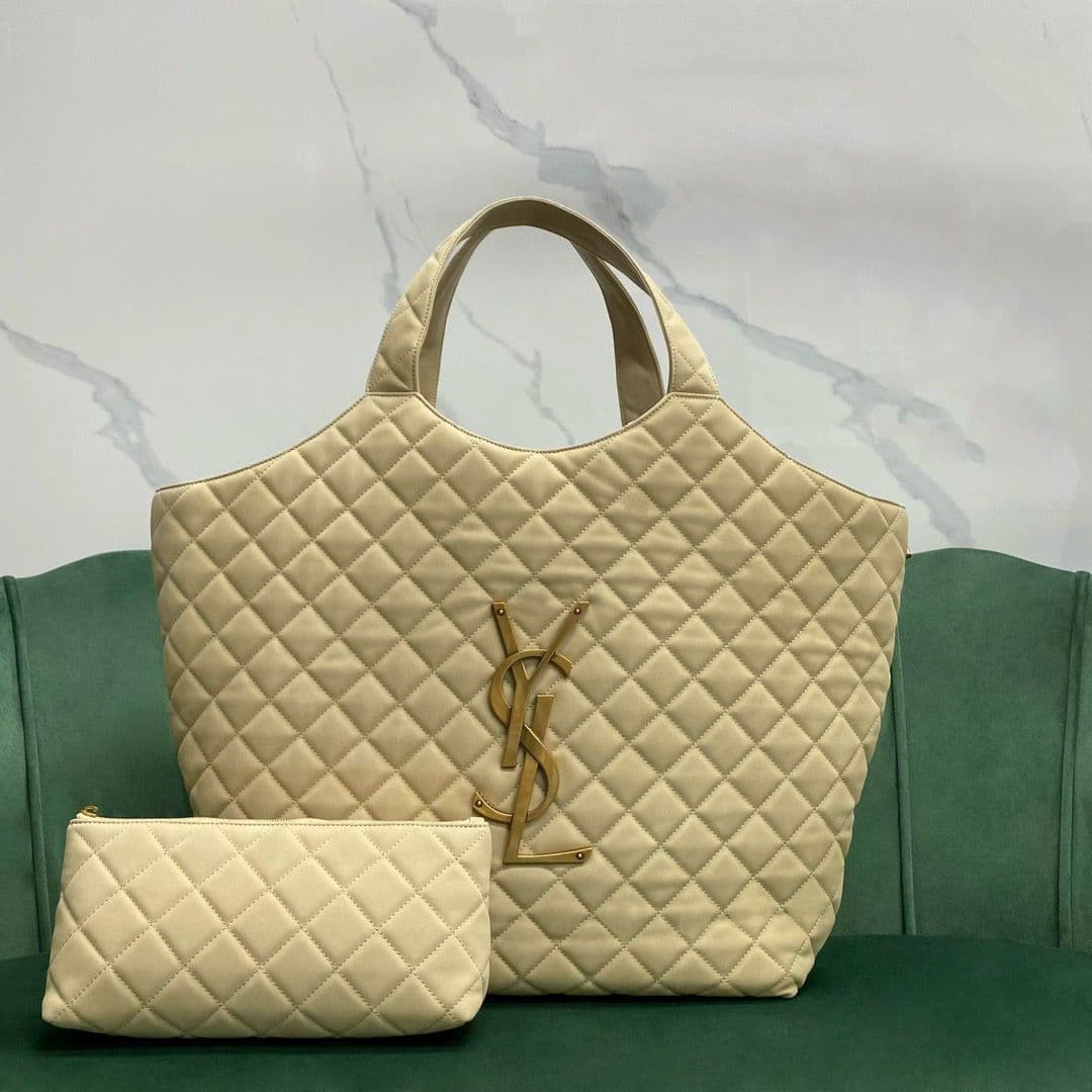 Saint Laurent Icare Maxi Tote Shopping Bag Beje Areia 58cm