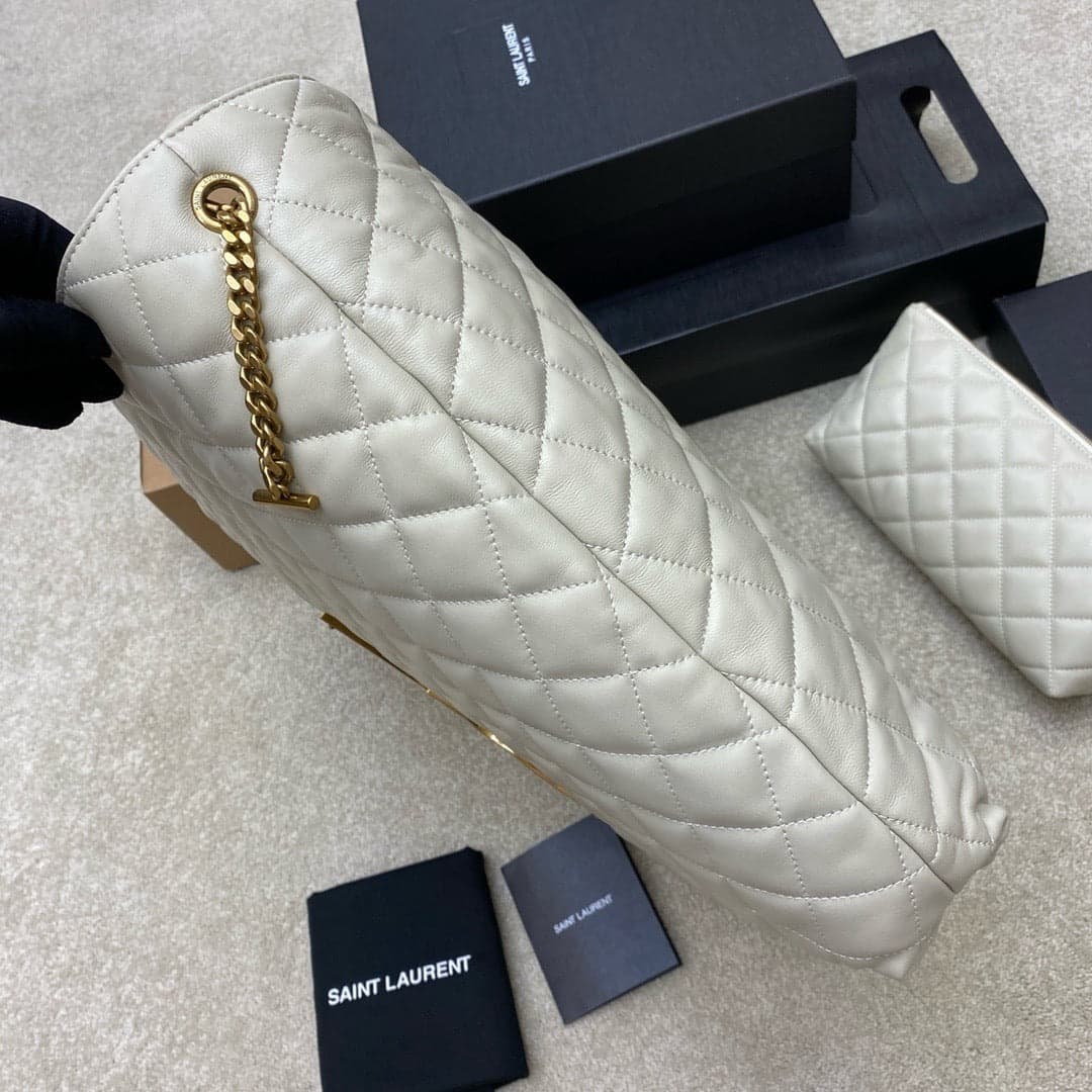 Saint Laurent Icare Maxi Tote Shopping Bag White Ferragens Douradas 58cm
