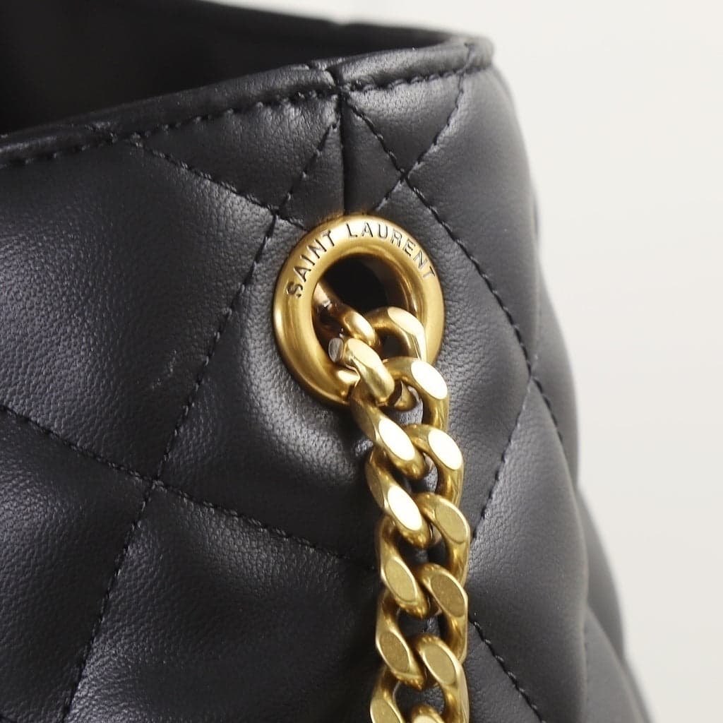 Saint Laurent Icare Maxi Tote Shopping Bag Black Ferragem Dourada 58
