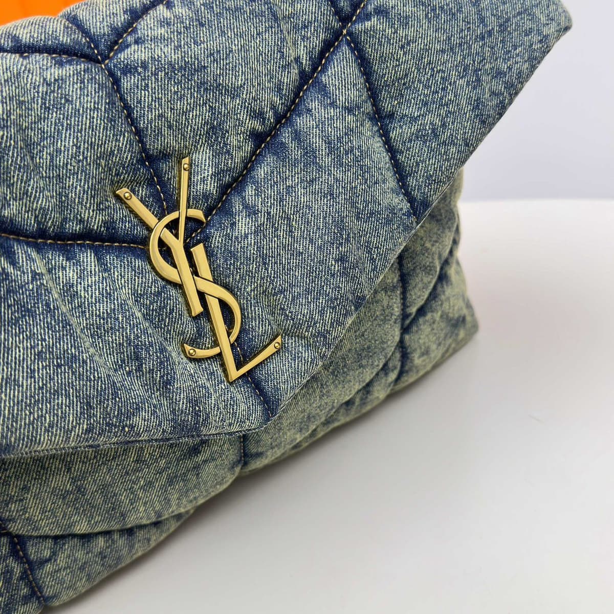 Bolsa Saint Laurent Puffer Denim Small Medium Shoulder Bag