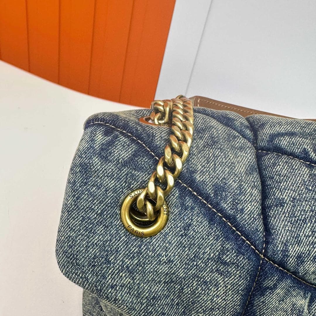 Bolsa Saint Laurent Puffer Denim Small Medium Shoulder Bag