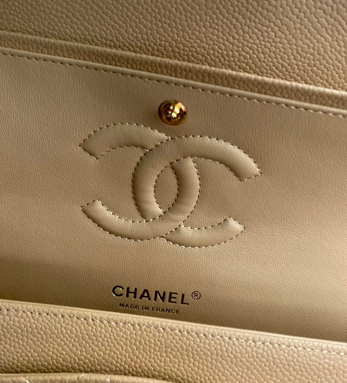 Chanel Classic Double Flap Quilted Medium Beige Dark .