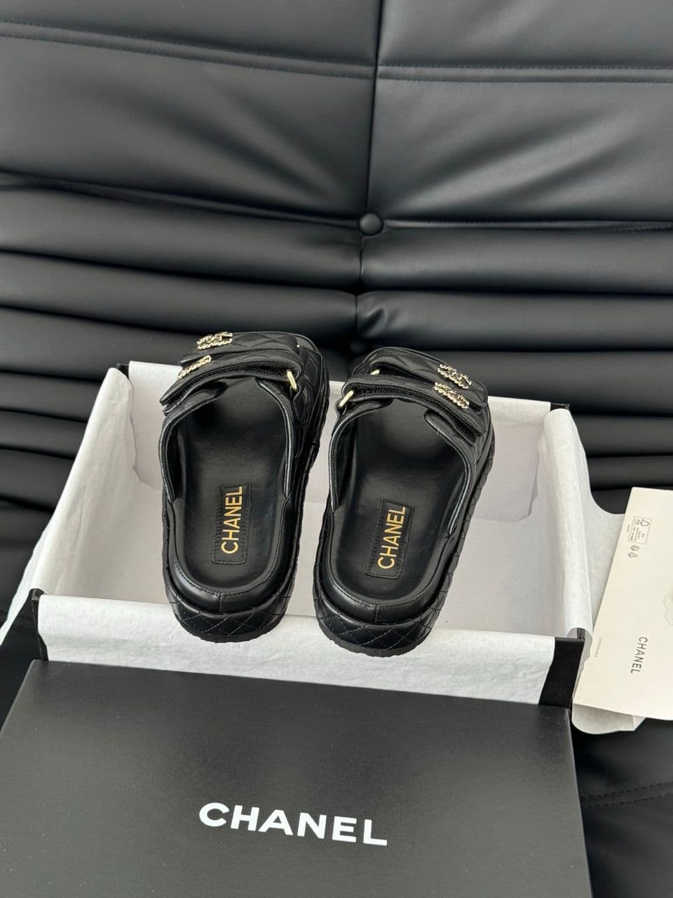 CHANEL Quilted Dad Sandal Black
