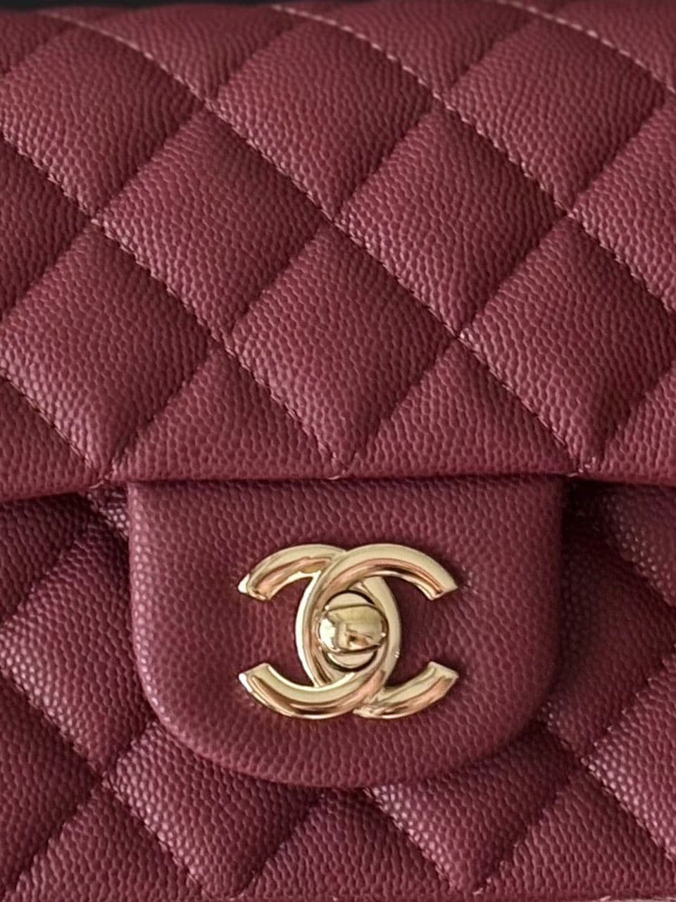 Chanel Matelassé Leather Shoulder Bag Burgundy .