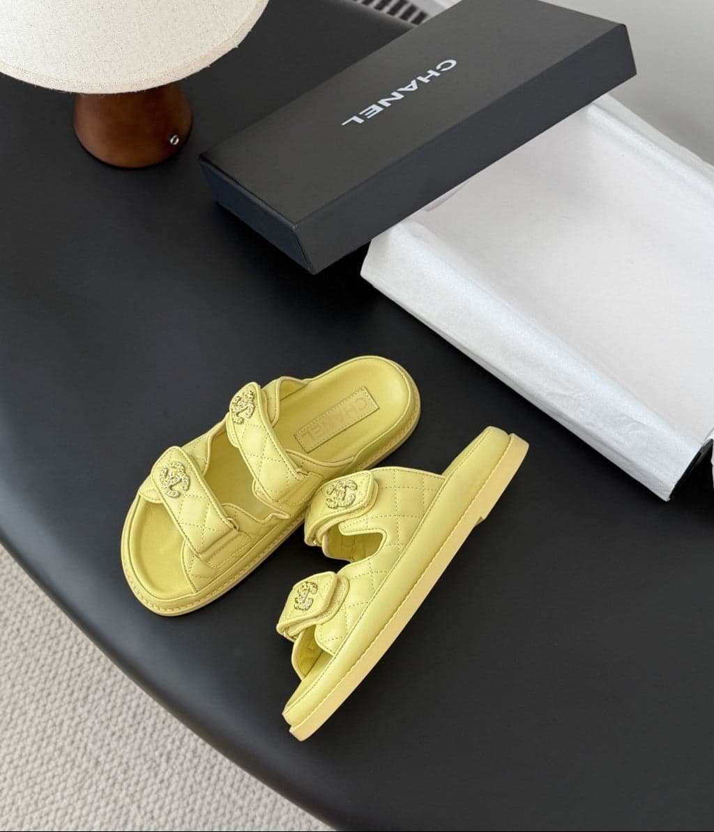 CHANEL Quilted Dad Sandal Yellow.