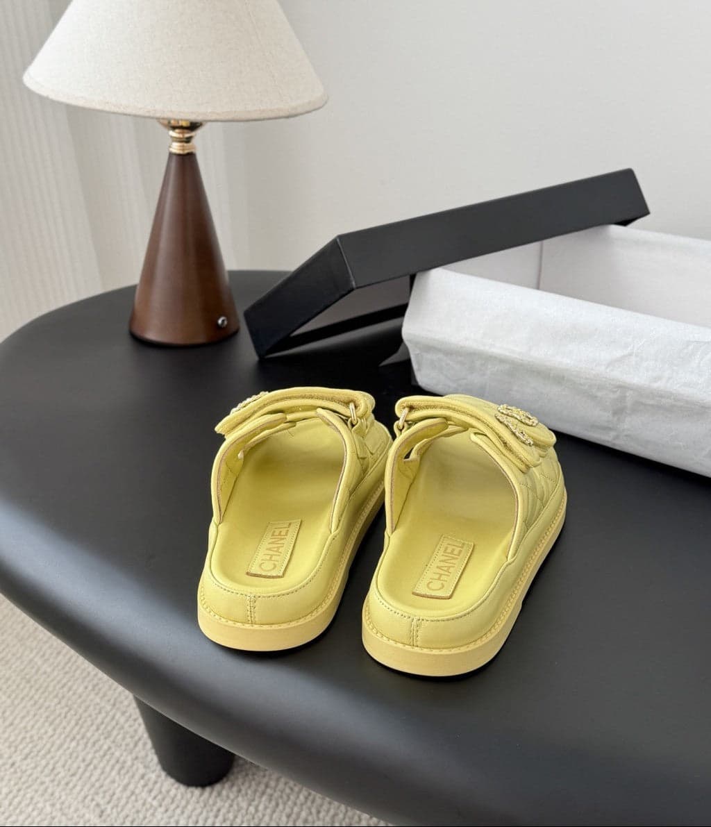 CHANEL Quilted Dad Sandal Yellow.