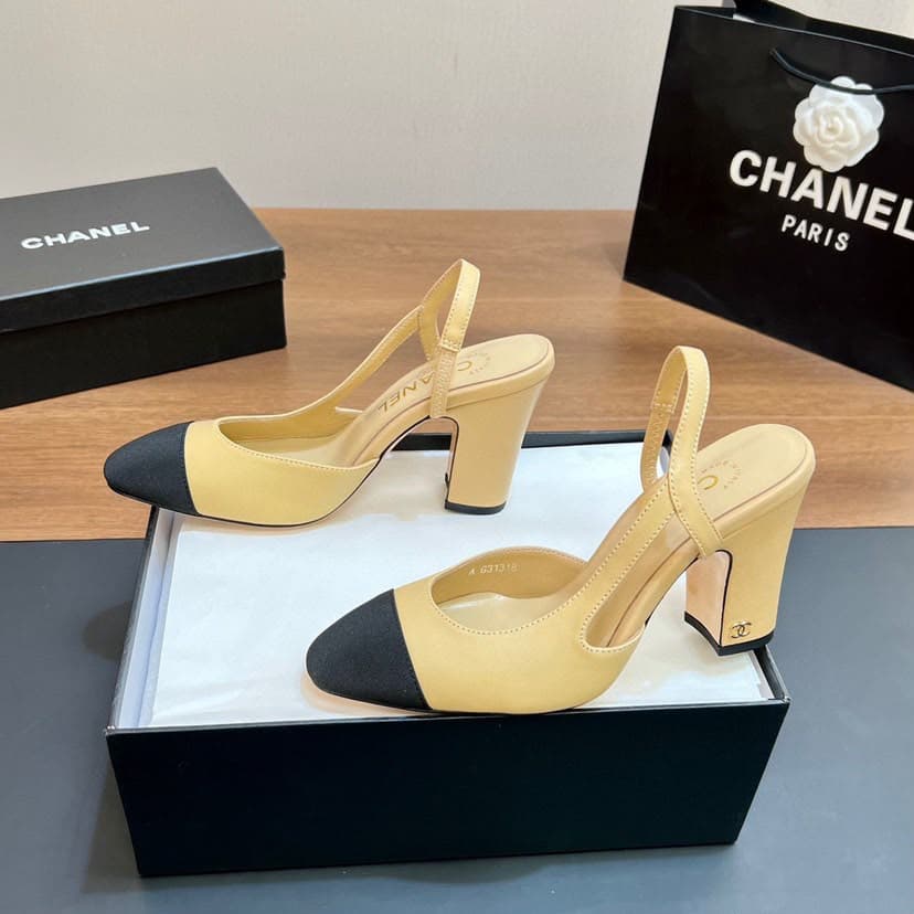 Chanel Scarpin Slingback Cap Toe
