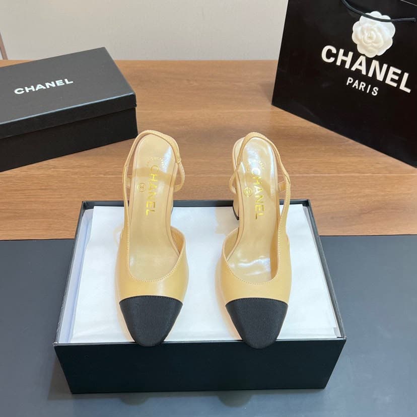 Chanel Scarpin Slingback Cap Toe