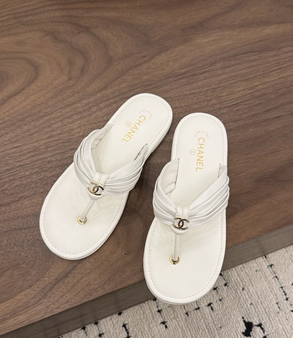 Chanel Thong Sandals White.