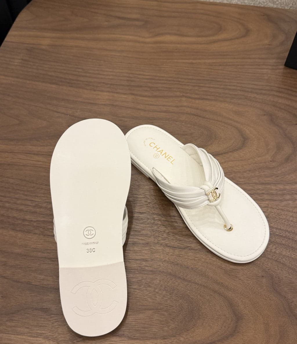Chanel Thong Sandals White.