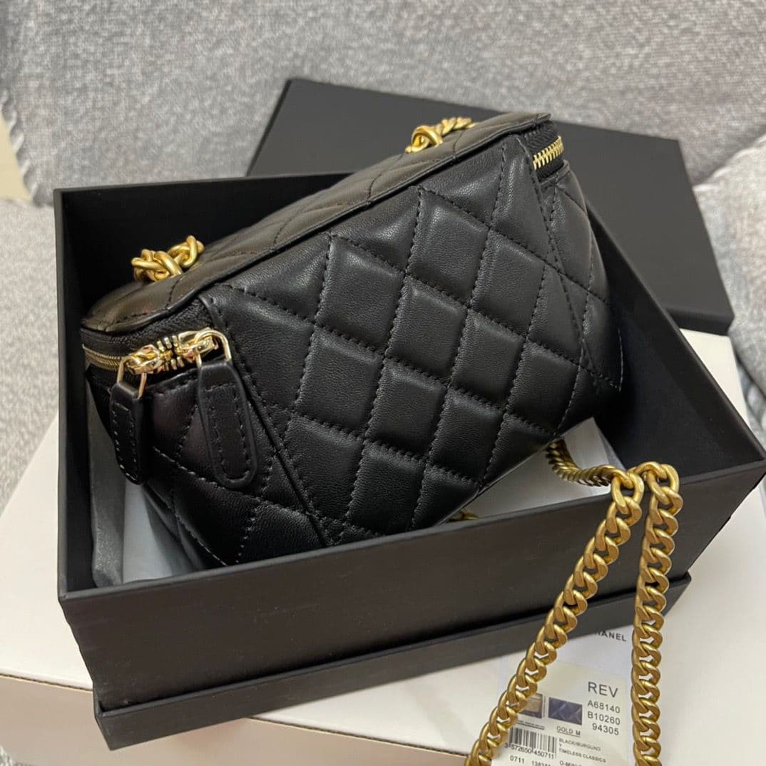 Chanel Top Handle Vanity Case black red