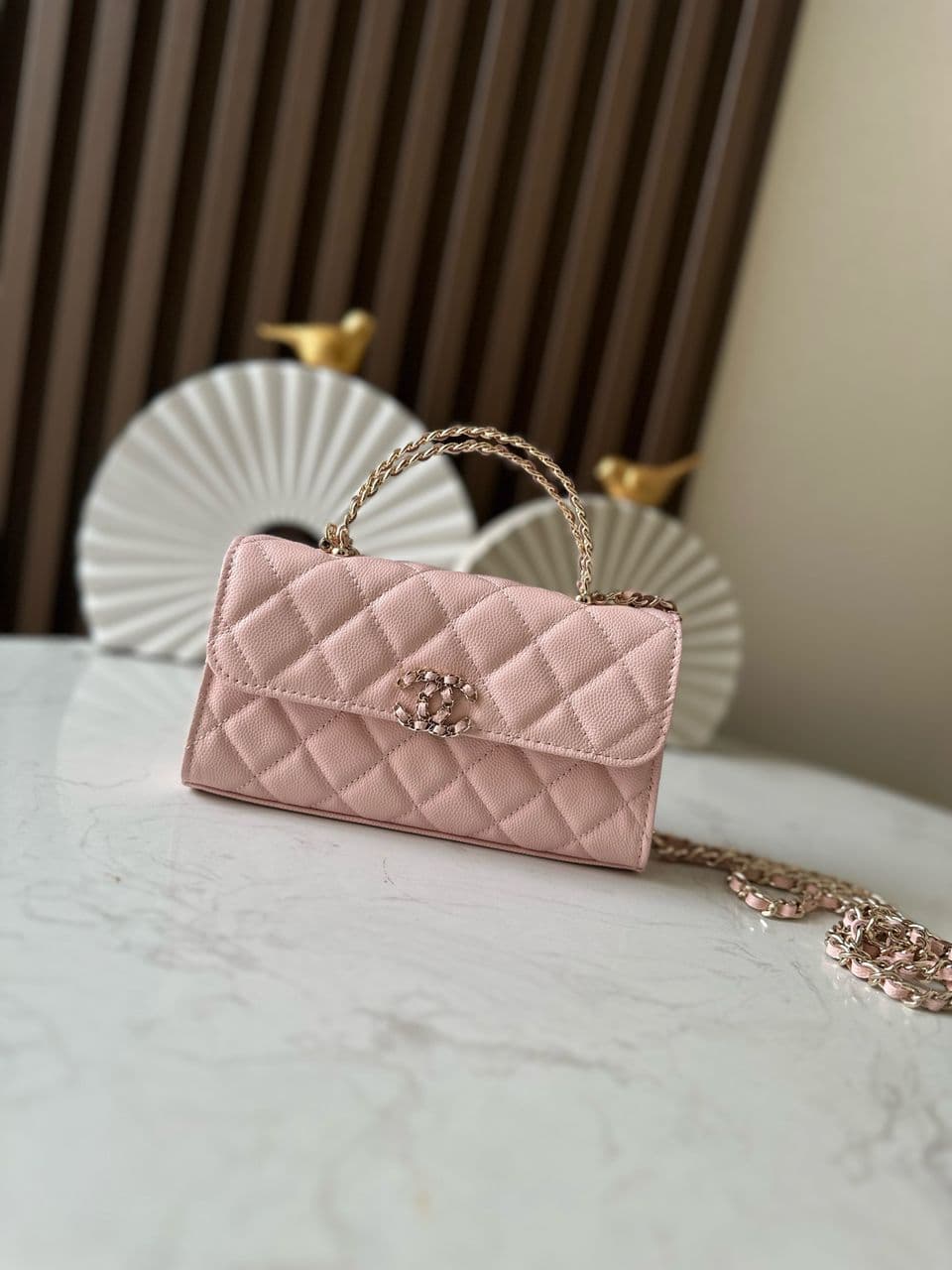 Chanel Top Handle Wallet on Chain Pink